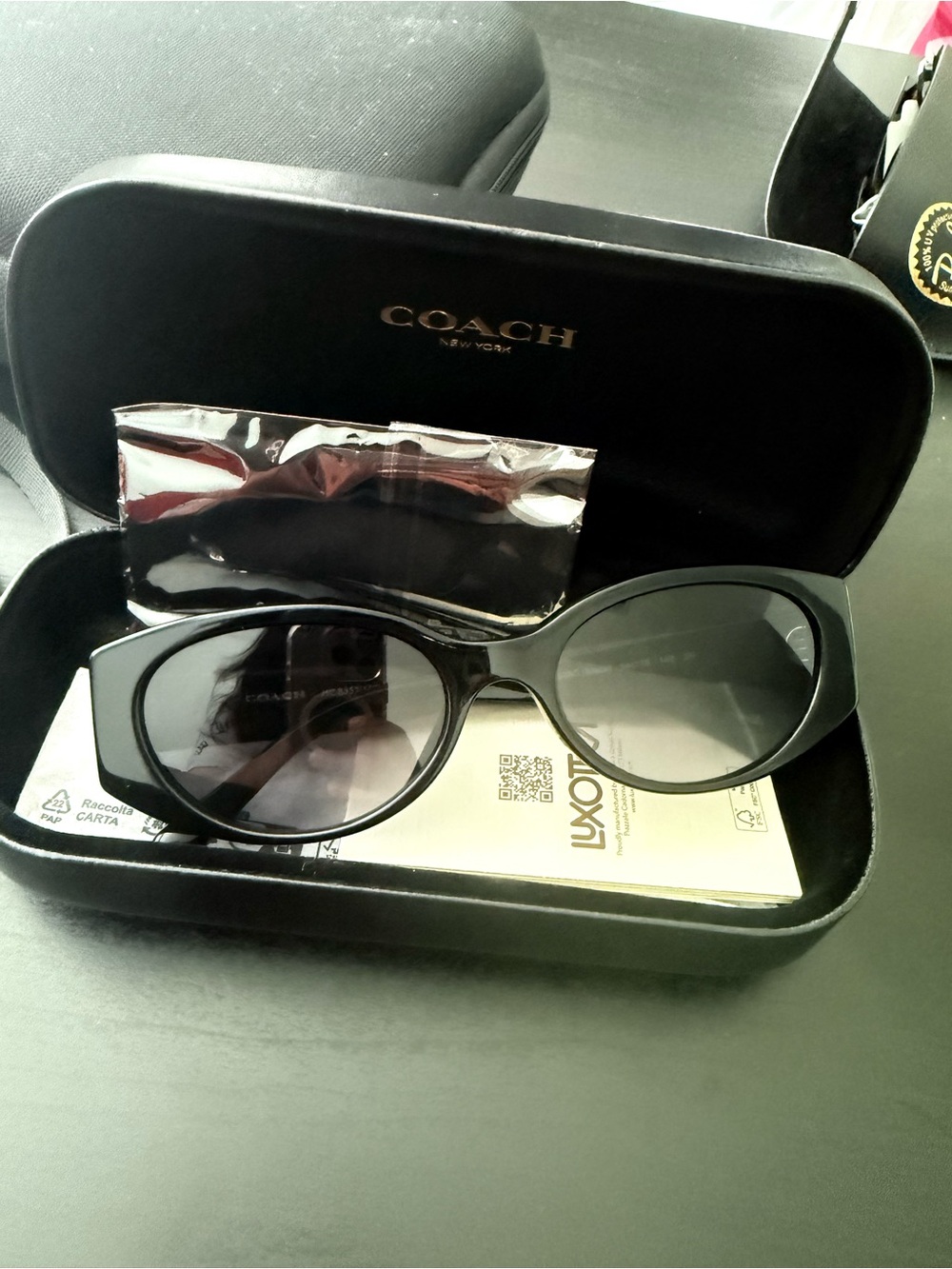 Coach Black Cat-Eye Sunglasses with Gray Tint - Picture 7 of 7